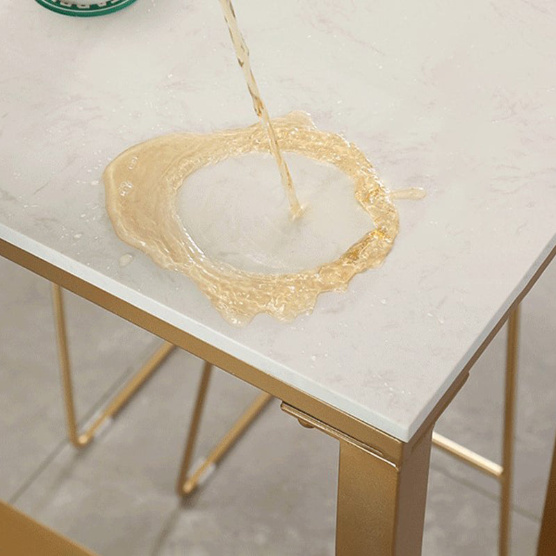 Modern Bar-height Table FauxMarble Top Bistro Bar Table with Gold Base