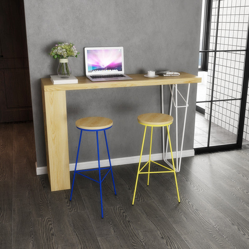 Industrial Rectangle Bistro Bar Desk Pine Solid Wood Bar Dining Table