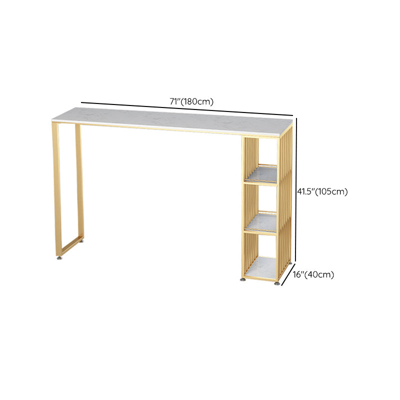 Modern Bar-height Table FauxMarble Top Bistro Bar Table with 3 Shelve