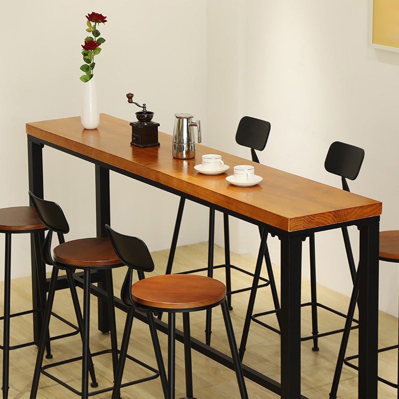 Industrial Bar-height Table Solid Wood Top Bistro Pub Table for Patio Use