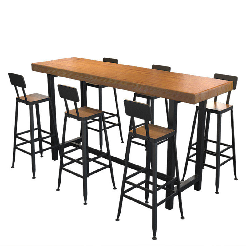 Industrial Bar-height Table Solid Wood Top Bistro Pub Table for Patio Use