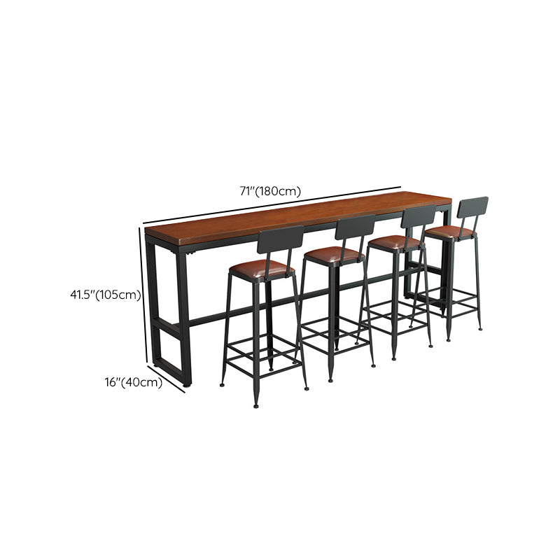 Industrial Bar-height Table Solid Wood Top Bistro Pub Table with Black Base