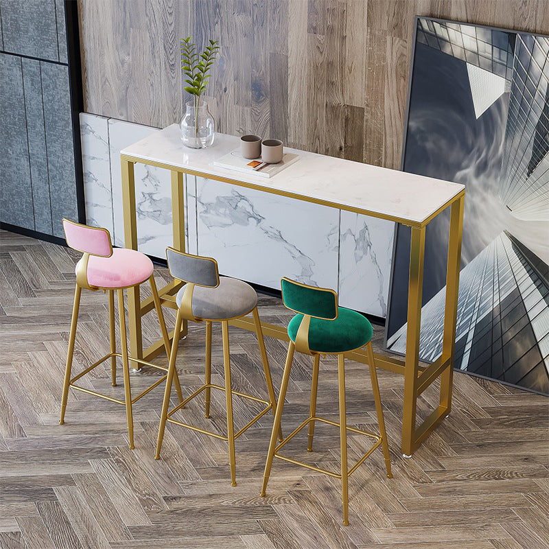 Modern Bar-height Table White Faux Marble Top Bistro Pub Table