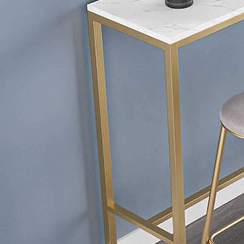 Modern Bar-height Table White Faux Marble Top Bistro Pub Table