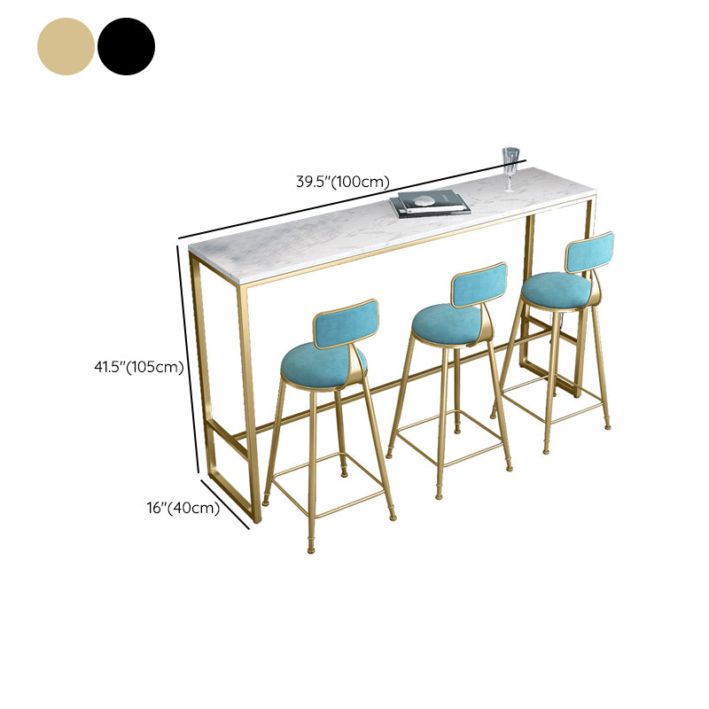 Modern Bar-height Table White Faux Marble Top Bistro Pub Table