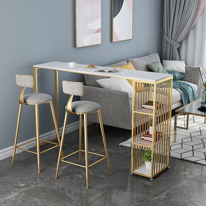 Glam Bar-height Table Faux Marble Top Bistro Pub Table with 3 Shelves