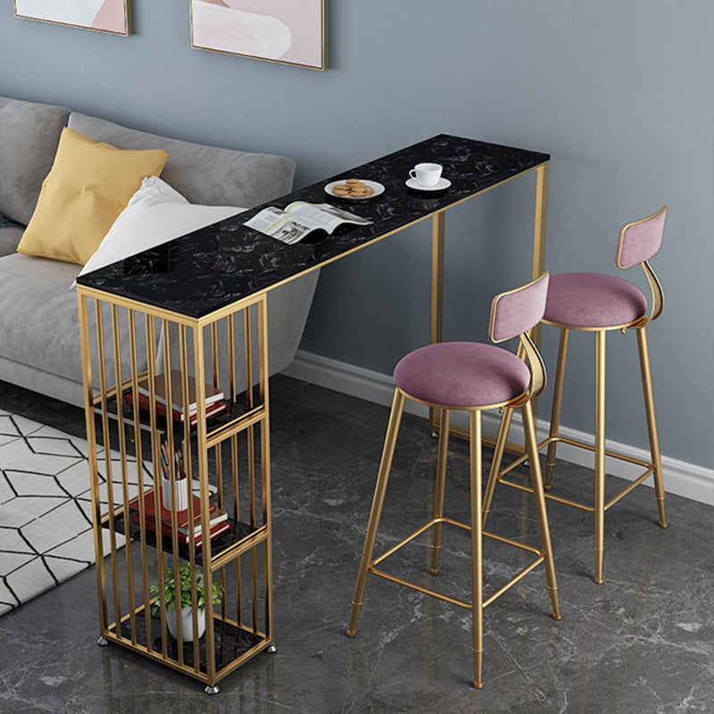 Glam Bar-height Table Faux Marble Top Bistro Pub Table with 3 Shelves
