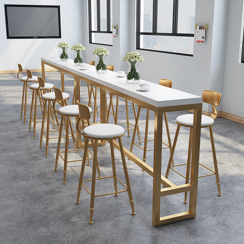 Glam Style Rectangle Bar Table Pine Solid Wood Bar Height Table with Footrest