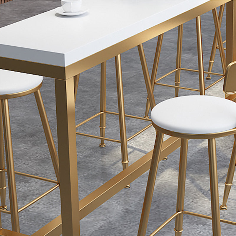 Glam Style Rectangle Bar Table Pine Solid Wood Bar Height Table with Footrest