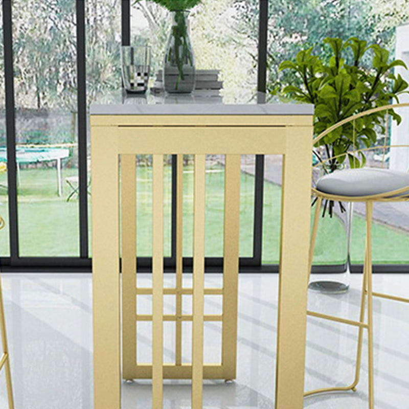 Glam Style Rectangle Bar Table Faux Marble Fixed Bar Height Table for Indoor