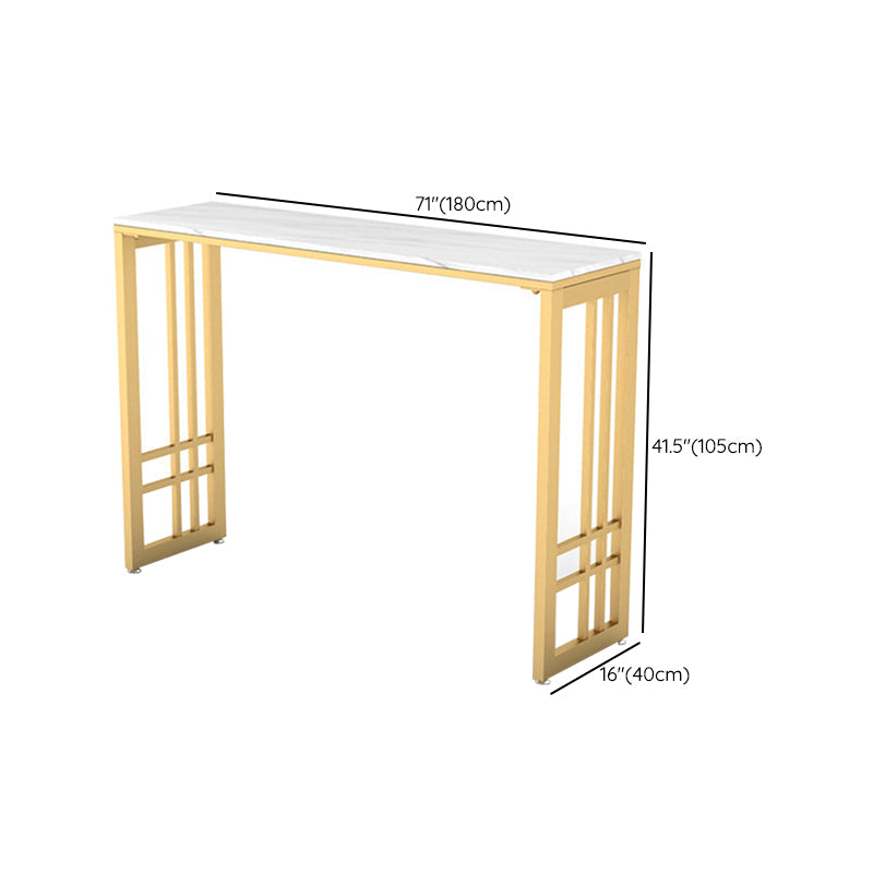Glam Style Rectangle Bar Table Faux Marble Fixed Bar Height Table for Indoor