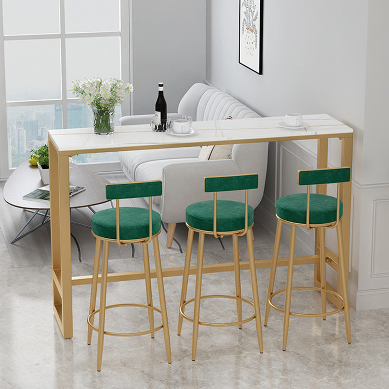 Modern Bar-height Table Faux Marble Top Bistro Pub Table with Metal Base