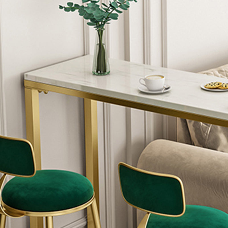 Glam Style Bar Table Stone Double Pedestal Bar Height Table with Storage