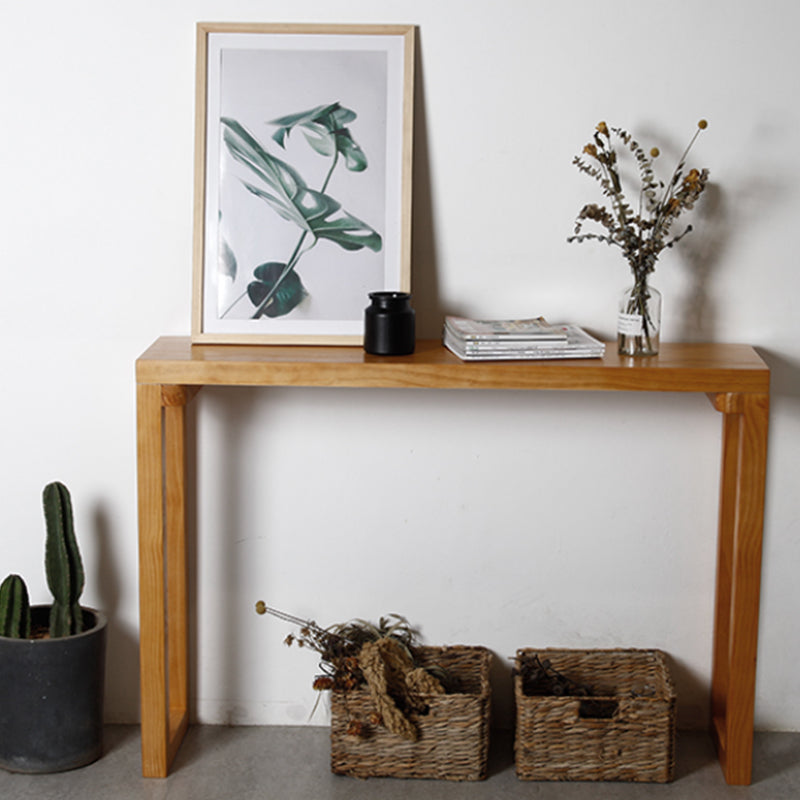 Industrial Rectangle Bistro Bar Desk Pine Solid Wood Bistro Table with Sled Base