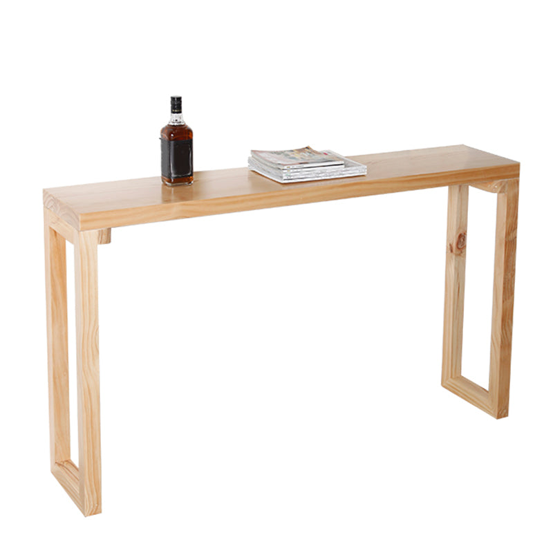 Industrial Rectangle Bistro Bar Desk Pine Solid Wood Bistro Table with Sled Base