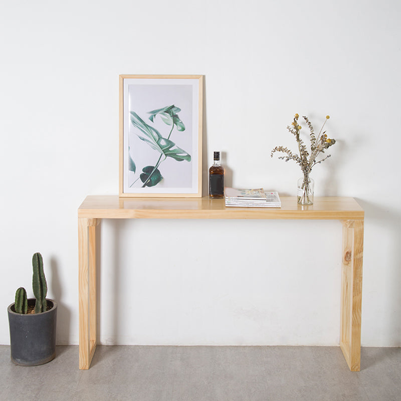 Industrial Rectangle Bistro Bar Desk Pine Solid Wood Bistro Table with Sled Base