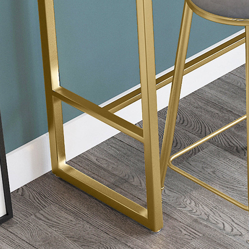 White Color Rectangle Bar Table Glam Style Faux Marble Bar Table