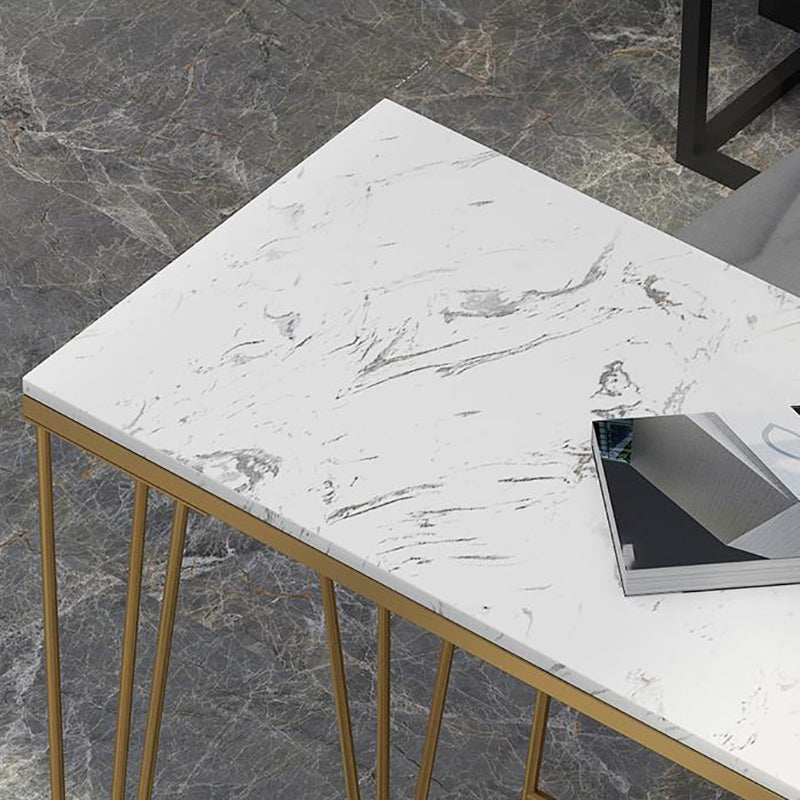 Rectangular Bar Height Table White Faux Marble Top Bistro Pub Table for Indoor