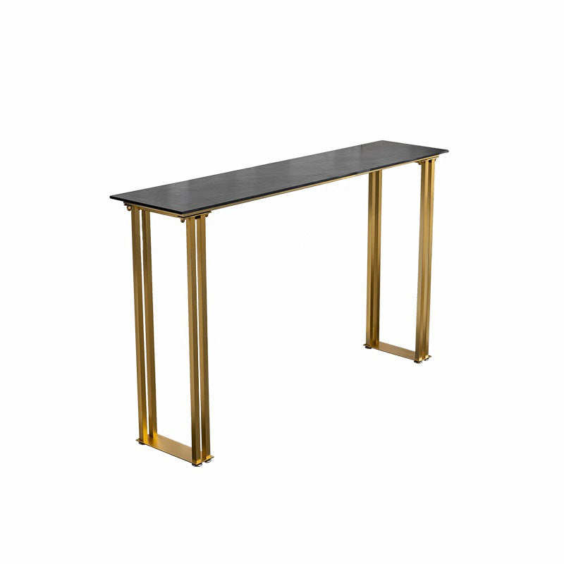 Industrial Bar Height Table Stone Top Bistro Bar Table with Gold Base