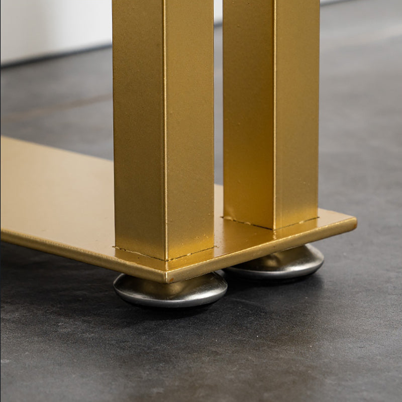 Industrial Bar Height Table Stone Top Bistro Bar Table with Gold Base