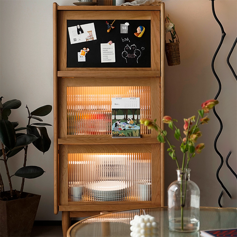 Contemporary Cabinet Bar Pulls Solid Wood with Glass Doors Paned Accent Cabinet