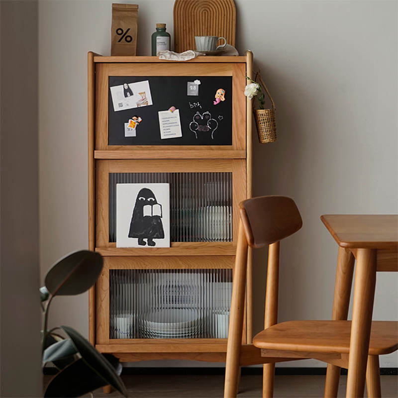Contemporary Cabinet Bar Pulls Solid Wood with Glass Doors Paned Accent Cabinet