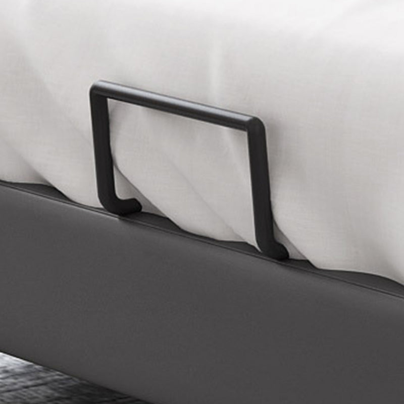 Dark Grey Platform Bed Wood and Upholstered Platform Bed Frame with Metal Legs