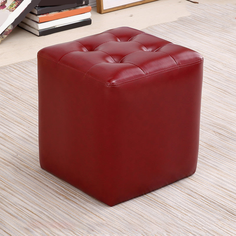 Modern Leather Pouf Water Resistant Square Pouf for Living Room