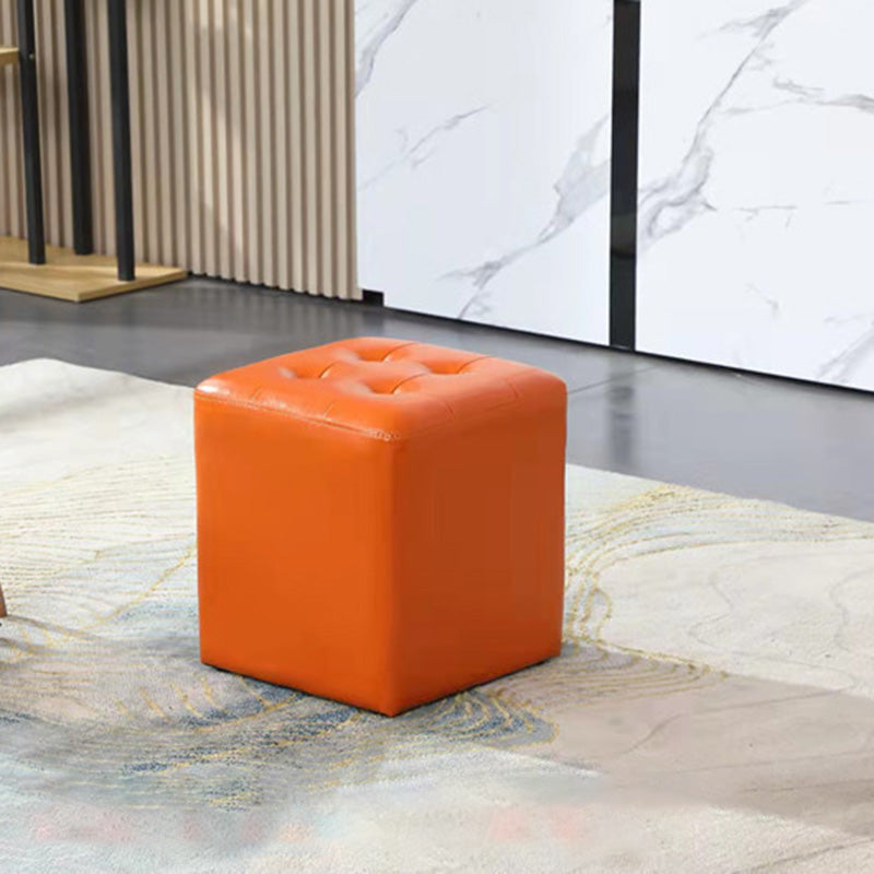 Modern Leather Pouf Water Resistant Square Pouf for Living Room