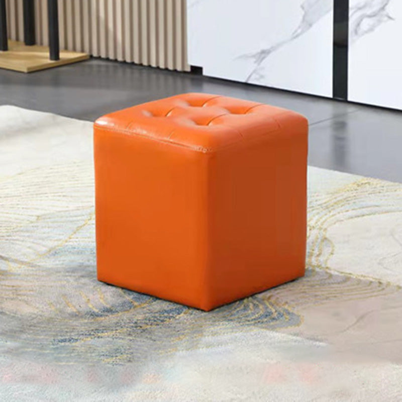 Modern Leather Pouf Water Resistant Square Pouf for Living Room