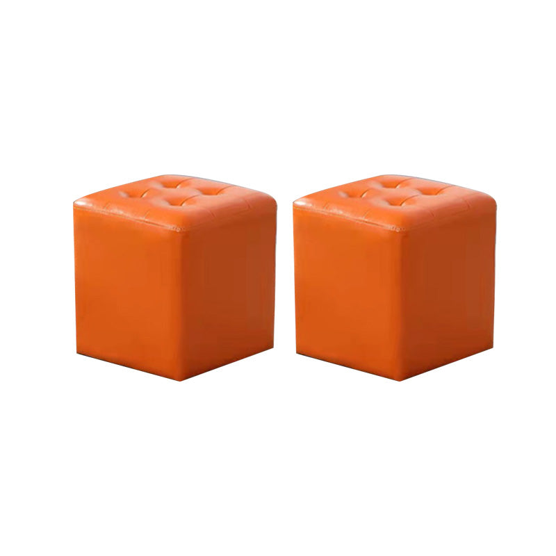 Modern Leather Pouf Water Resistant Square Pouf for Living Room