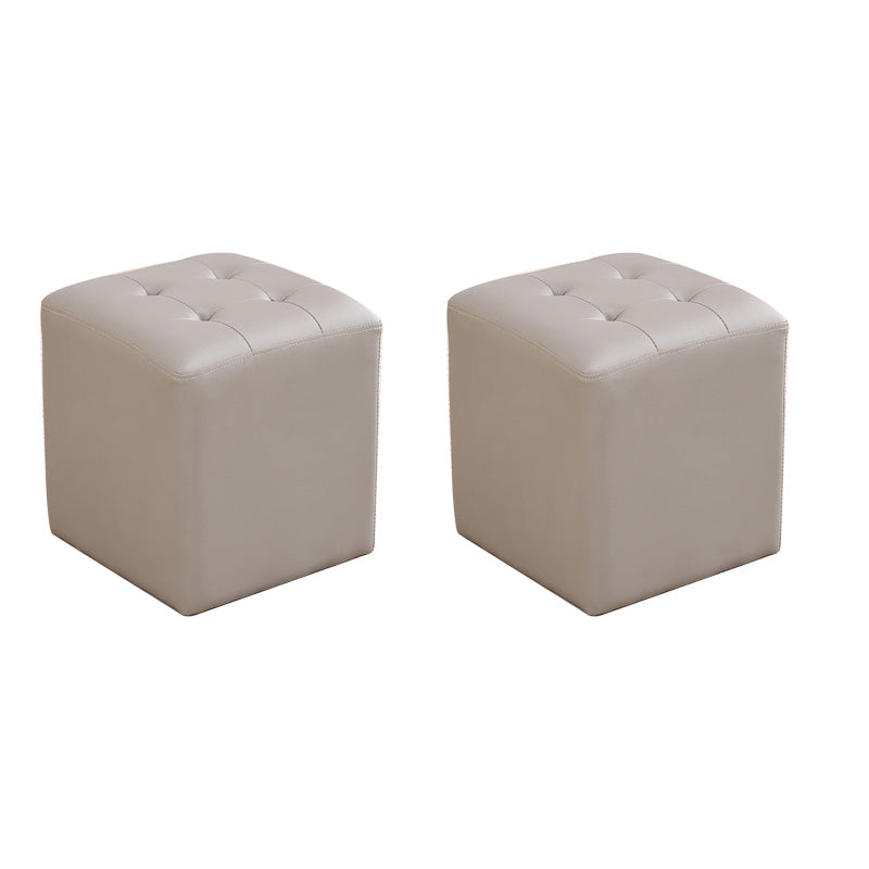 Modern Leather Pouf Water Resistant Square Pouf for Living Room