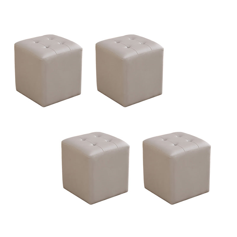 Modern Leather Pouf Water Resistant Square Pouf for Living Room