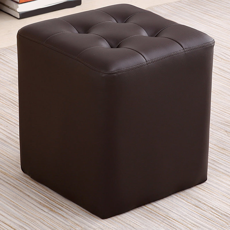 Modern Leather Pouf Water Resistant Square Pouf for Living Room