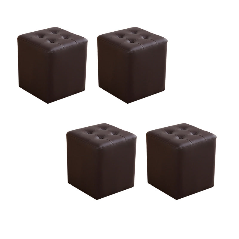 Modern Leather Pouf Water Resistant Square Pouf for Living Room