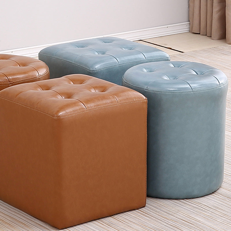 Modern Leather Pouf Water Resistant Square Pouf for Living Room