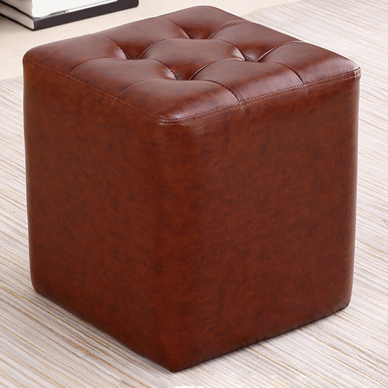 Modern Leather Pouf Water Resistant Square Pouf for Living Room