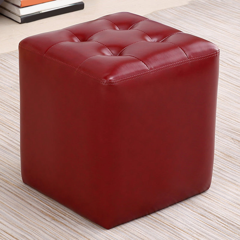 Modern Leather Pouf Water Resistant Square Pouf for Living Room