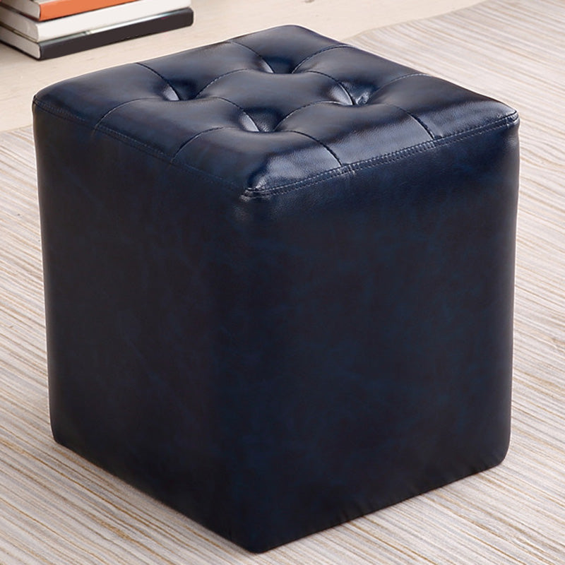 Modern Leather Pouf Water Resistant Square Pouf for Living Room