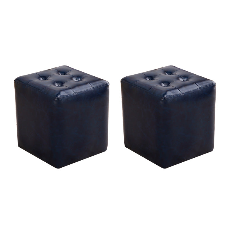 Modern Leather Pouf Water Resistant Square Pouf for Living Room