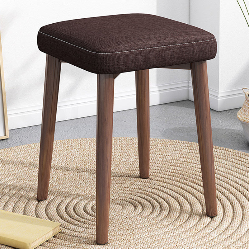 Solid Color Pouf Fabric Fade Resistant Metal Frame Square Upholstered Pouf