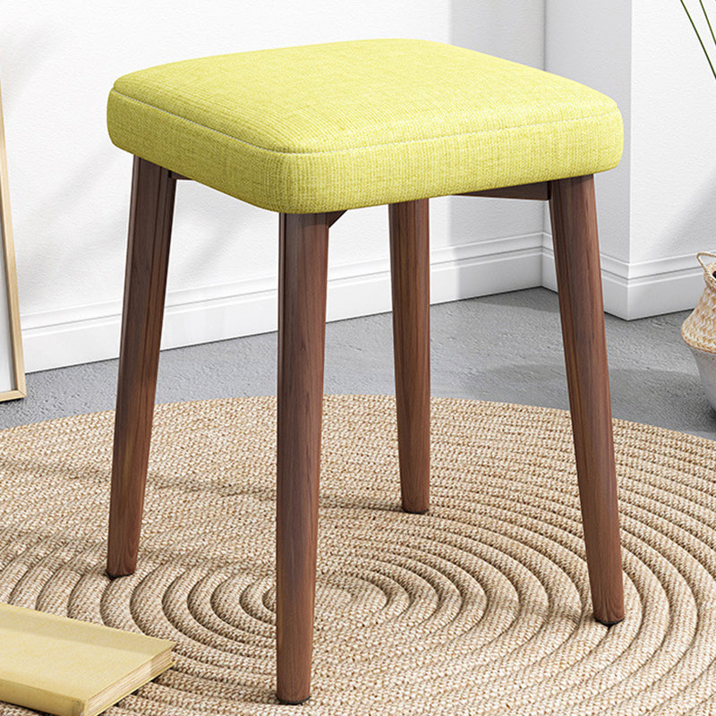 Solid Color Pouf Fabric Fade Resistant Metal Frame Square Upholstered Pouf