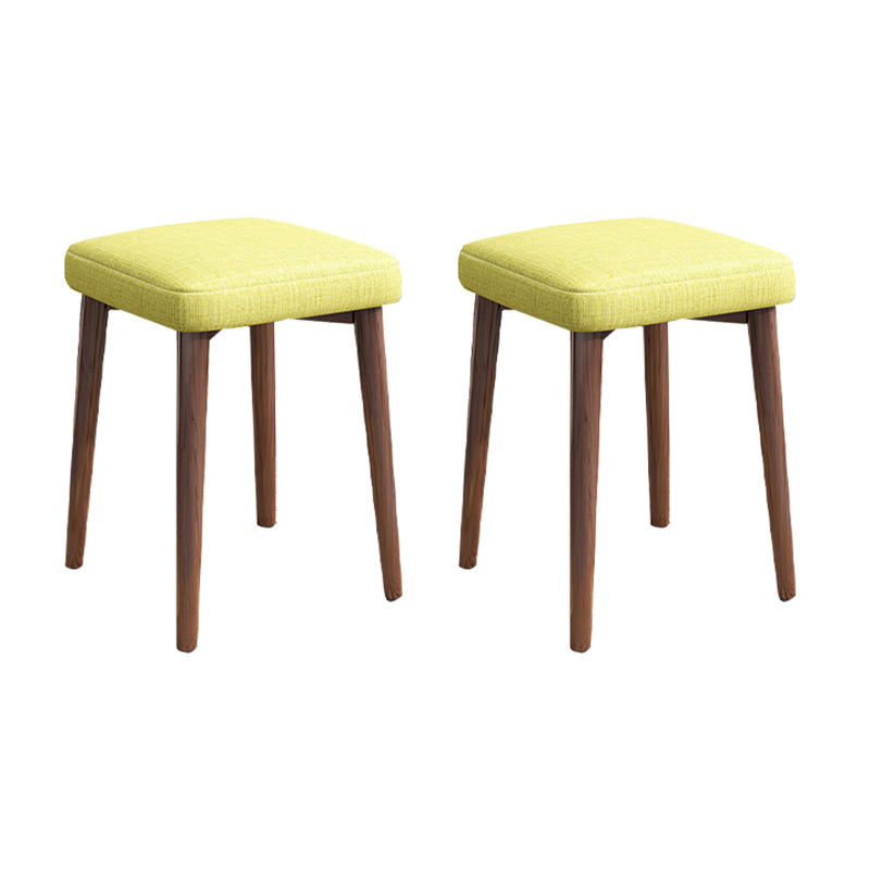 Solid Color Pouf Fabric Fade Resistant Metal Frame Square Upholstered Pouf