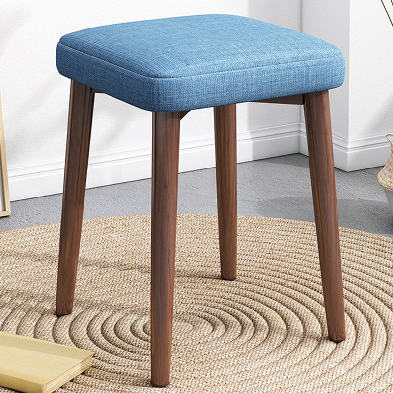 Solid Color Pouf Fabric Fade Resistant Metal Frame Square Upholstered Pouf