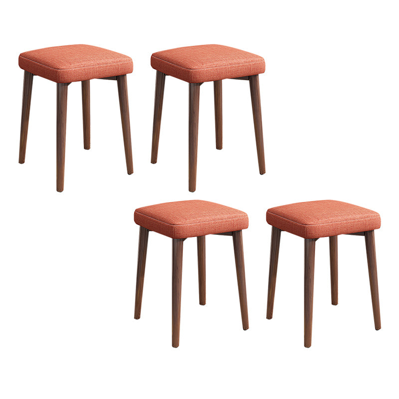 Solid Color Pouf Fabric Fade Resistant Metal Frame Square Upholstered Pouf