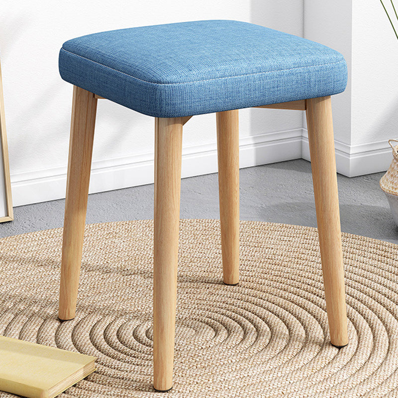 Solid Color Pouf Fabric Fade Resistant Metal Frame Square Upholstered Pouf