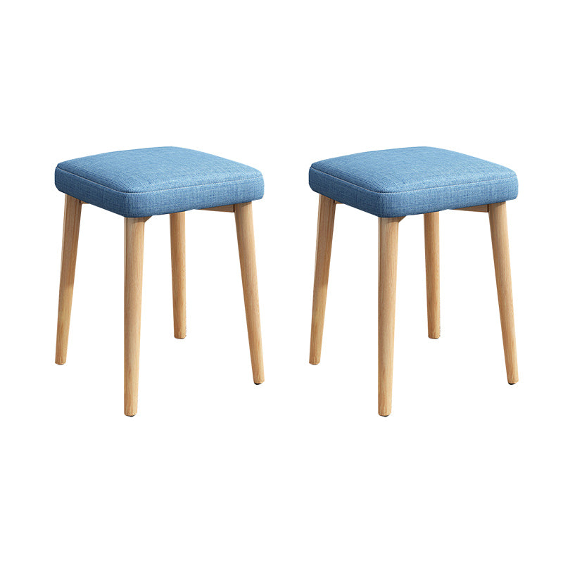 Solid Color Pouf Fabric Fade Resistant Metal Frame Square Upholstered Pouf