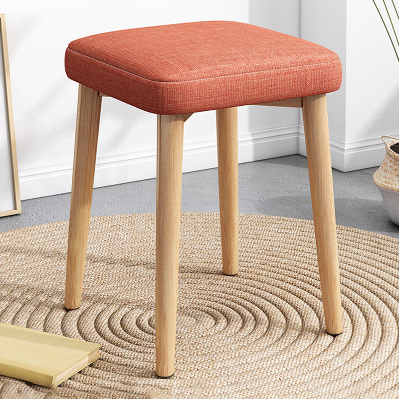 Solid Color Pouf Fabric Fade Resistant Metal Frame Square Upholstered Pouf