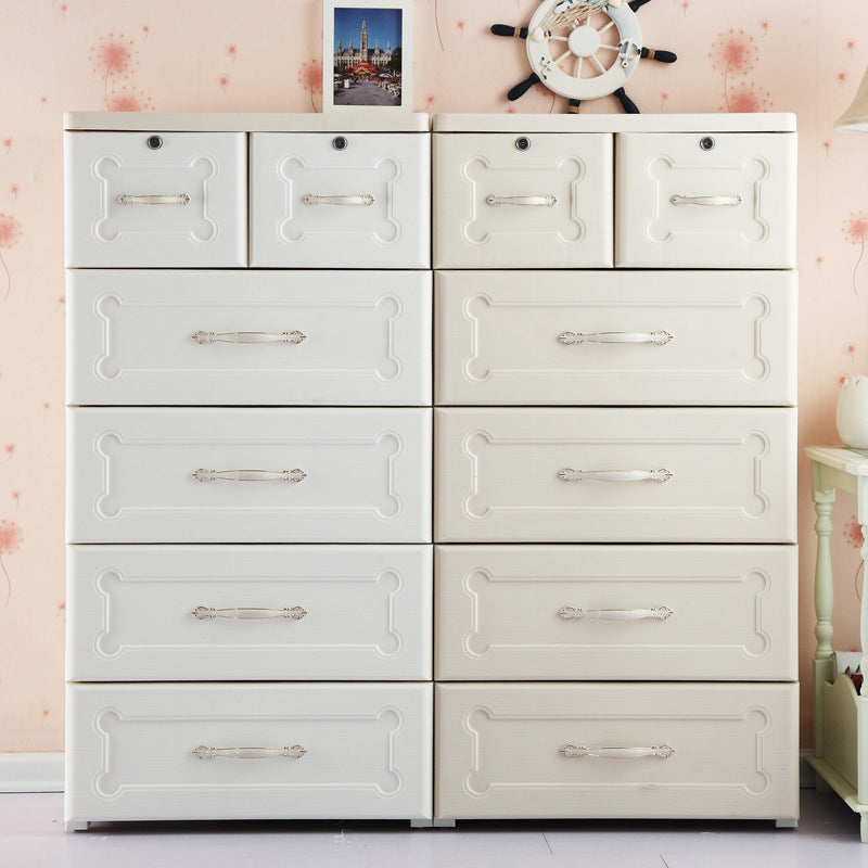 Plastic Storage Cabinet with Legs Modern Wardrobe Closet with Drawer