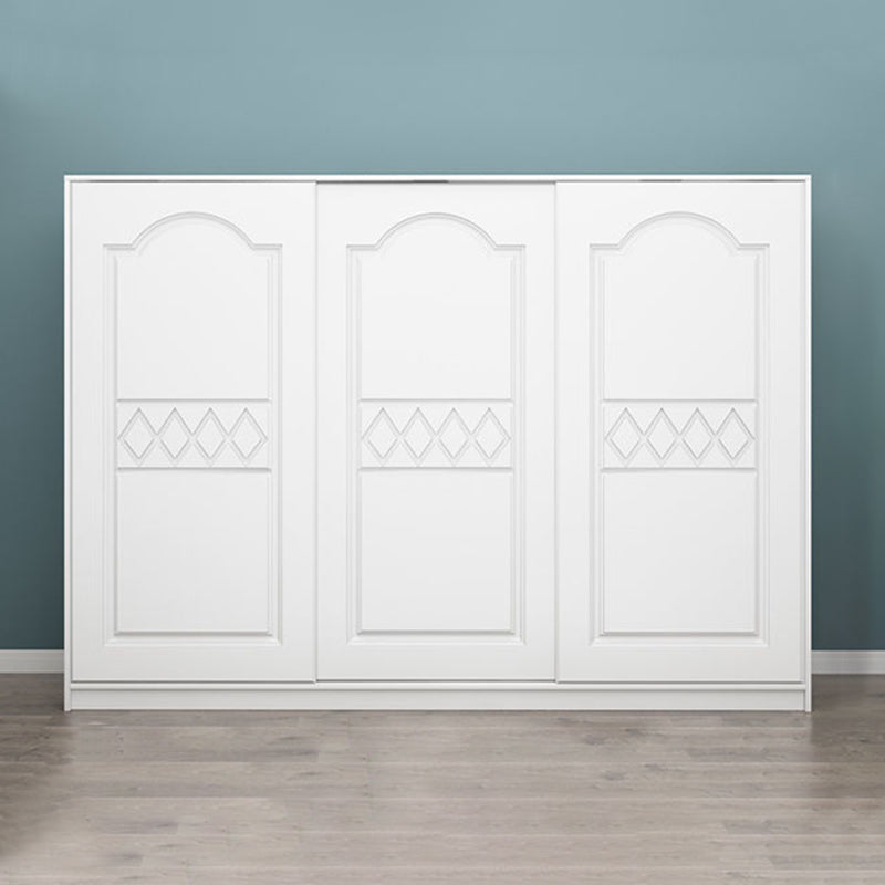 White Wardrobe Closet with Drawer Engineered Wood Wardrobe Armoire